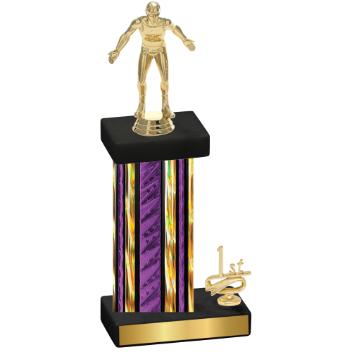 Accented Single Purple Glacier First Place Wrestling Trophy