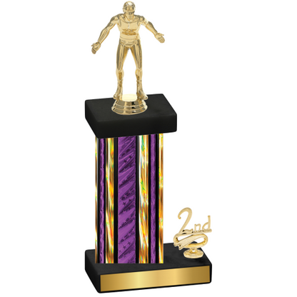 Accented Single Purple Glacier Second Place Wrestling Trophy