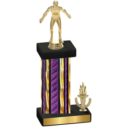 Accented Single Purple Glacier Victory Wrestling Trophy