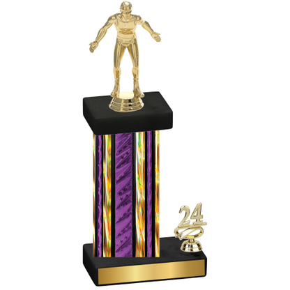 Accented Single Purple Glacier Year Wrestling Trophy