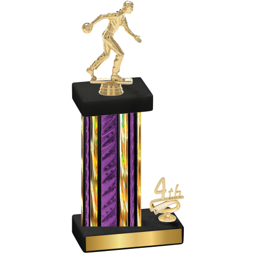 Accented Single Purple Glacier Fourth Place Bowling Trophy