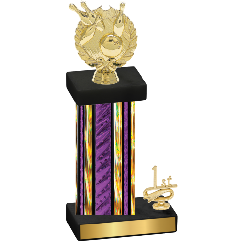 Accented Single Purple Glacier First Place Bowling Trophy