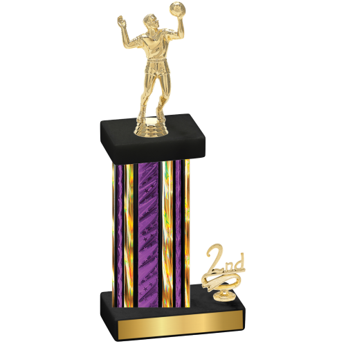 Accented Single Purple Glacier Second Place Volleyball Trophy