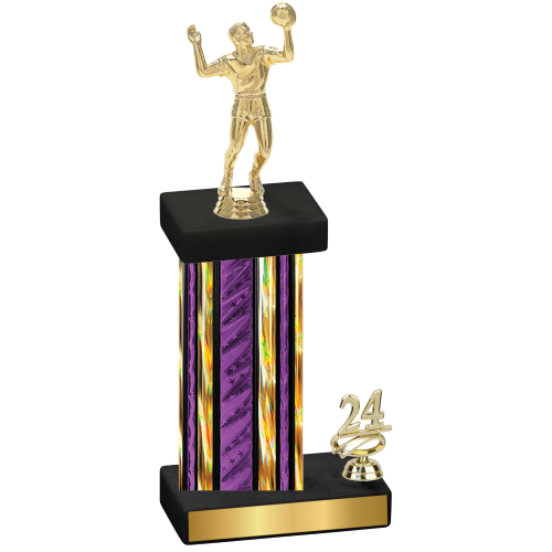 Accented Single Purple Glacier Year Volleyball Trophy