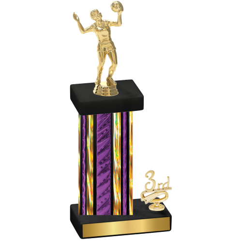 Accented Single Purple Glacier Third Place Volleyball Trophy