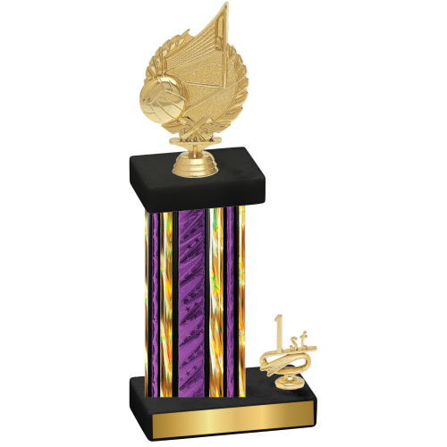 Accented Single Purple Glacier First Place Volleyball Trophy