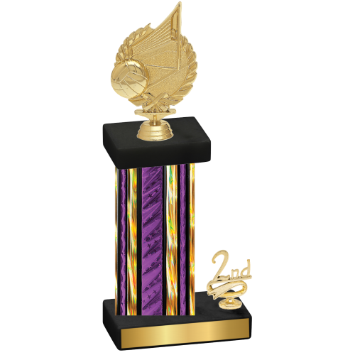 Accented Single Purple Glacier Second Place Volleyball Trophy