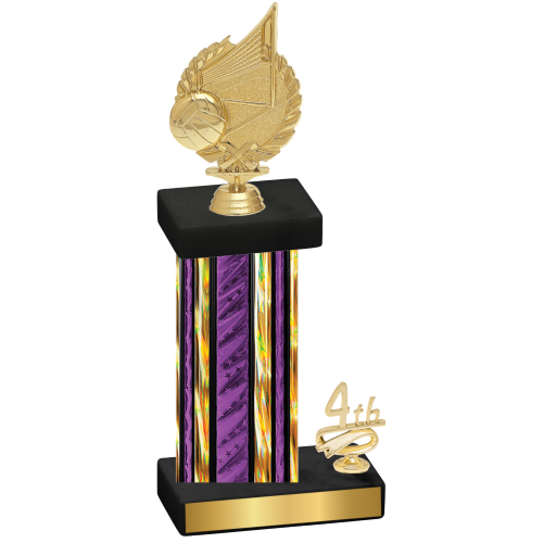 Accented Single Purple Glacier Fourth Place Volleyball Trophy