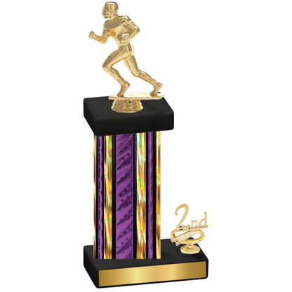 Accented Single Purple Glacier Second Place Football Trophy