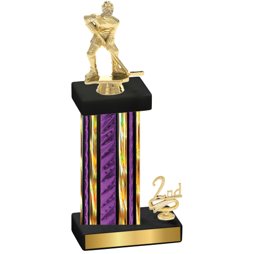 Accented Single Purple Glacier Second Place Hockey Trophy