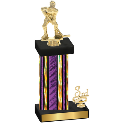 Accented Single Purple Glacier Third Place Hockey Trophy