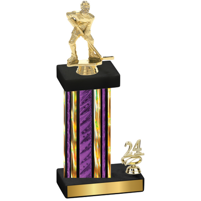 Accented Single Purple Glacier Year Hockey Trophy