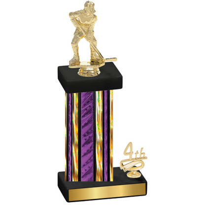 Accented Single Purple Glacier Fourth Place Hockey Trophy