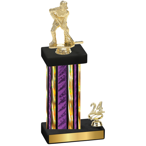 Accented Single Purple Glacier Year Hockey Trophy