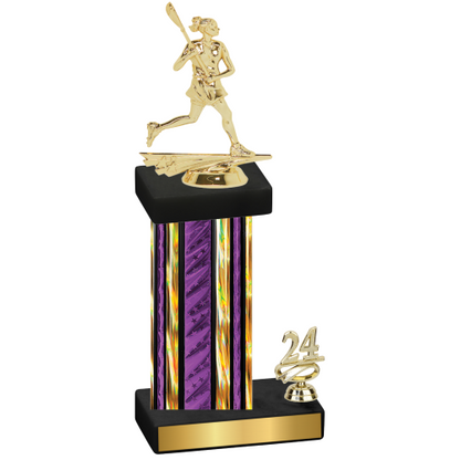 Accented Single Purple Glacier Year Lacrosse Trophy