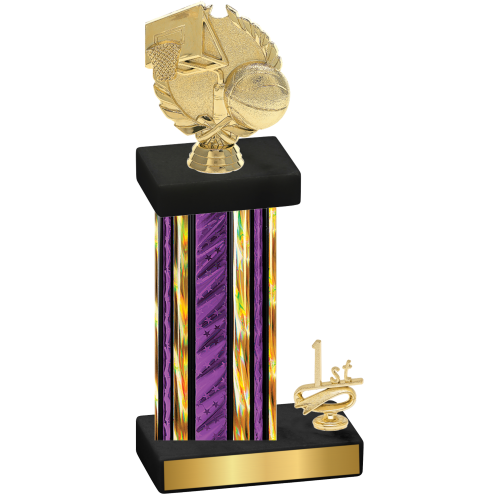 Accented Single Purple Glacier First Place Basketball Trophy