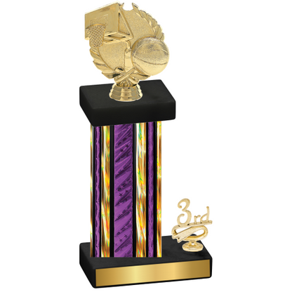 Accented Single Purple Glacier Third Place Basketball Trophy