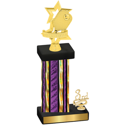 Accented Single Purple Glacier Third Place Pickleball Trophy