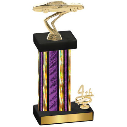 Accented Single Purple Glacier Fourth Place Cars Trophy