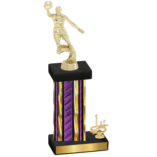 Accented Single Purple Glacier First Place Basketball Trophy