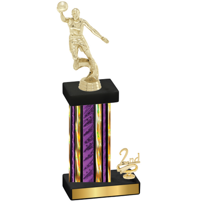 Accented Single Purple Glacier Second Place Basketball Trophy