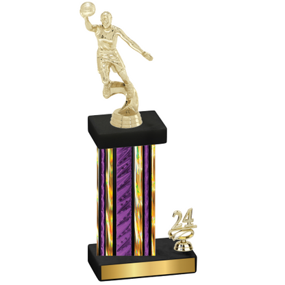 Accented Single Purple Glacier Year Basketball Trophy