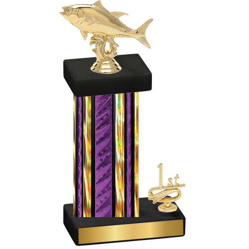 Accented Single Purple Glacier First Place Fishing Trophy