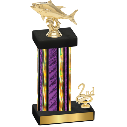 Accented Single Purple Glacier Second Place Fishing Trophy