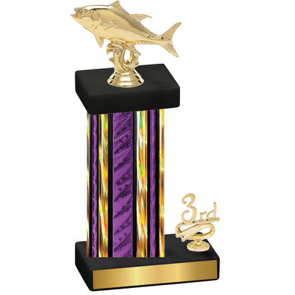 Accented Single Purple Glacier Third Place Fishing Trophy