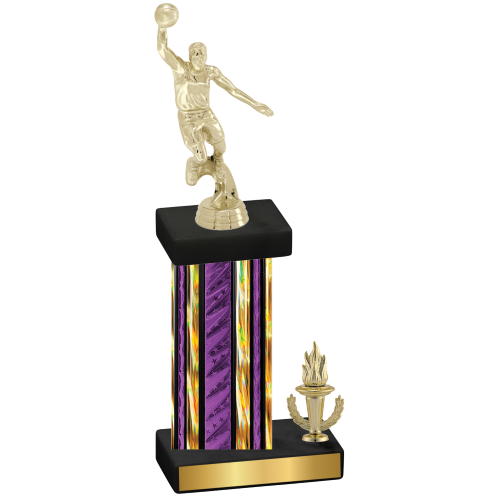 Accented Single Purple Glacier Victory Basketball Trophy