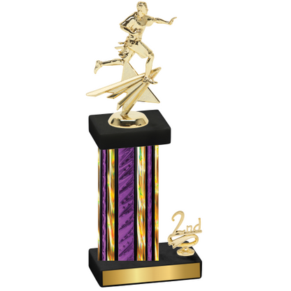 Accented Single Purple Glacier Second Place Flag Football Trophy