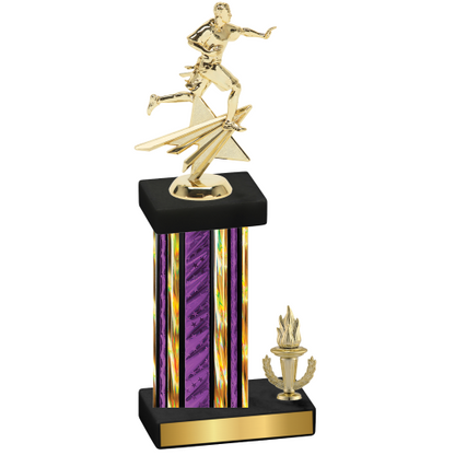 Accented Single Purple Glacier Victory Flag Football Trophy