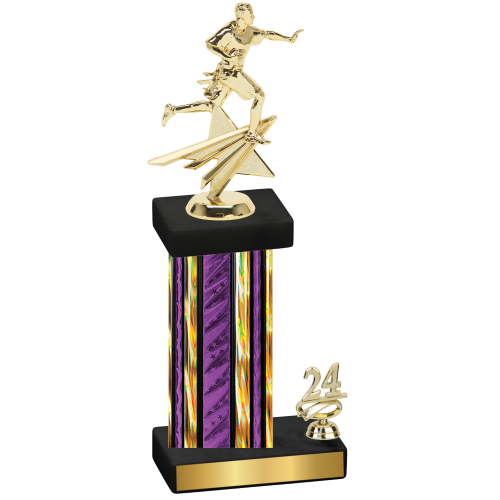 Accented Single Purple Glacier Year Flag Football Trophy