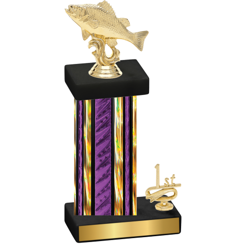 Accented Single Purple Glacier First Place Fishing Trophy