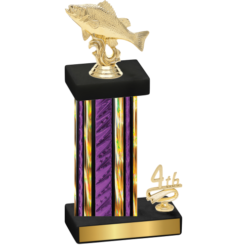 Accented Single Purple Glacier Fourth Place Fishing Trophy