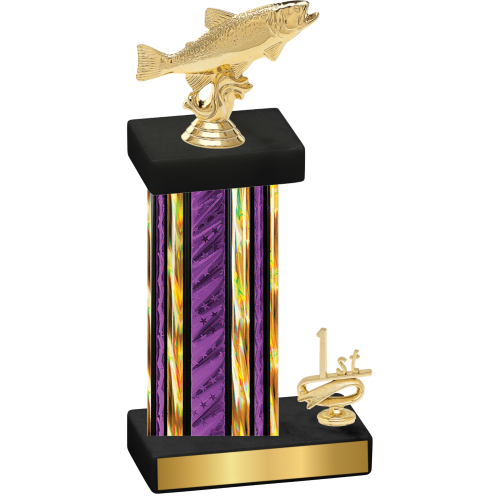 Accented Single Purple Glacier First Place Fishing Trophy