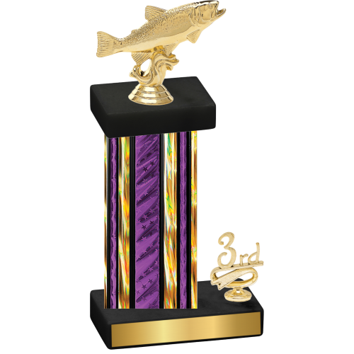 Accented Single Purple Glacier Third Place Fishing Trophy