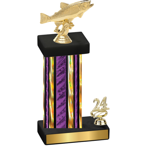 Accented Single Purple Glacier Year Fishing Trophy