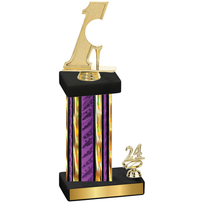 Accented Single Purple Glacier Year Golf Trophy