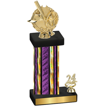 Accented Single Purple Glacier Year Baseball Trophy