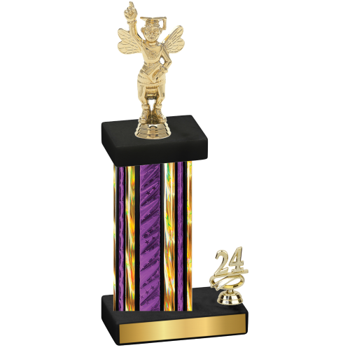 Accented Single Purple Glacier Year Academics Trophy