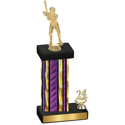 Accented Single Purple Glacier Year Baseball Trophy