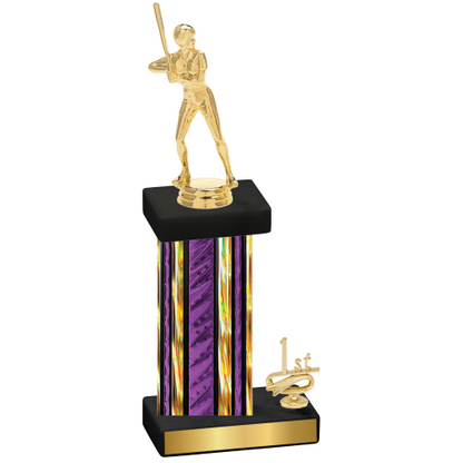 Accented Single Purple Glacier First Place Softball Trophy