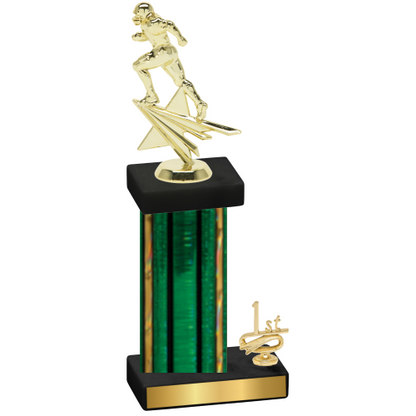 Accented Single Green Glacier First Place Football Trophy