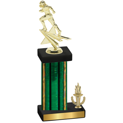 Accented Single Green Glacier Victory Football Trophy