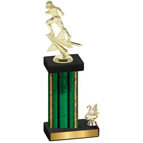 Accented Single Green Glacier Year Football Trophy