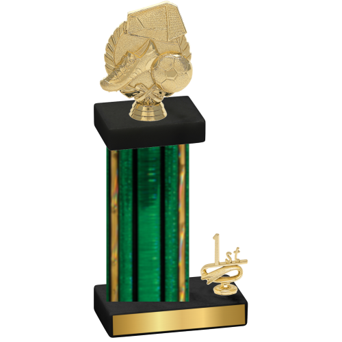 Accented Single Green Glacier First Place Soccer Trophy