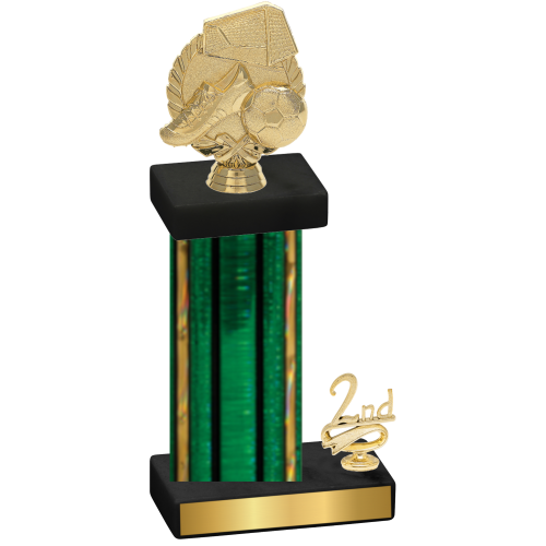 Accented Single Green Glacier Second Place Soccer Trophy