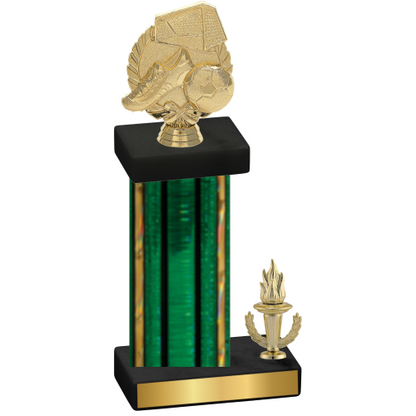 Accented Single Green Glacier Victory Soccer Trophy