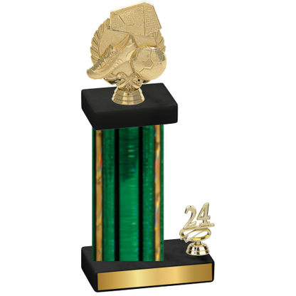 Accented Single Green Glacier Year Soccer Trophy